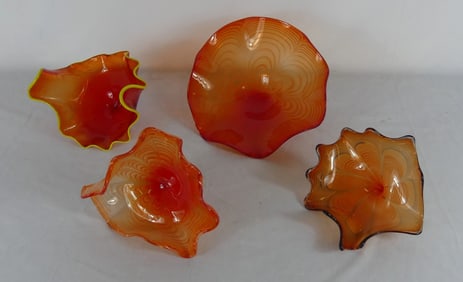 4pc ART GLASS WALL INSTALLATION - ORANGE