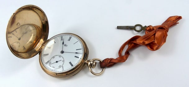 ANTIQUE ELGIN / GAIL BORDEN 10kt YG POCKET WATCH
