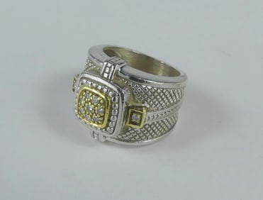 JUDITH RIPKA STERLING 18KT GOLD RING