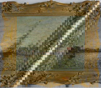 EUGENE BOUDIN 'HARBOR SCENE' OIL PAINTING ON PANEL