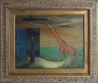 GERTRUDE ABERCROMBIE 'GIRAFFE' OIL ON MASONITE