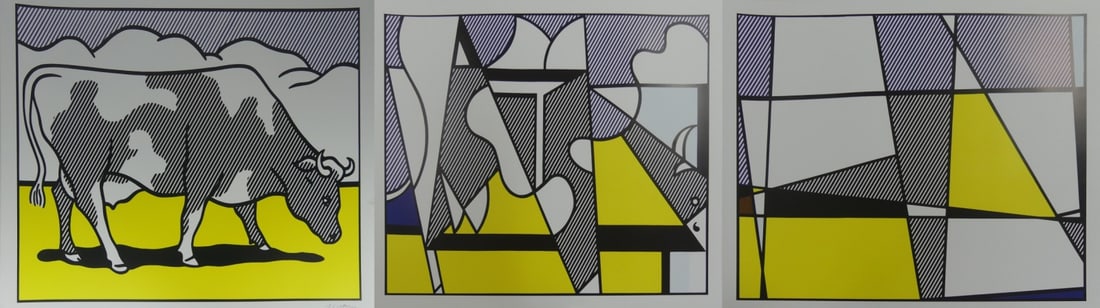 ROY LICHTENSTEIN 'COW GOING ABSTRACT' TRIPTYCH (1 of 6)