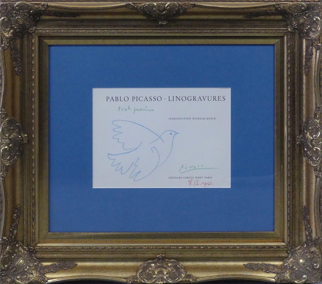 Pablo Picasso “blue Dove of Peace” Original Hand-signed