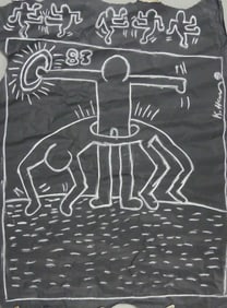 KEITH HARING SUBWAY SERIES CHALK DRAWING ON PAPER
