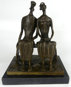 HENRY MOORE 'KING & QUEEN' BRONZE SCULPTURE