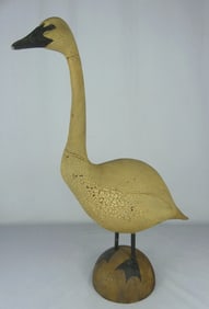 THOMAS LANGAN CARVED & PAINTED SWAN DECOY