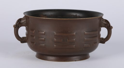 CHINESE HANDLED BRONZE CENSER
