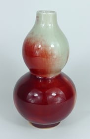 CHINESE SANG DE BOEUF CERAMIC DOUBLE GOURD VASE