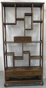 CHINESE CARVED WOOD ETAGERE