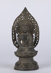 CHINESE BRONZE SEATED BUDDHA STATUE