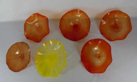 6pc ART GLASS WALL SCULPTURES