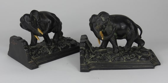 PR RONSON ROYAL BRONZE ELEPHANT BOOKENDS