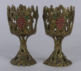 PR WAINBERG BRUTALIST BRASS WINE GOBLETS