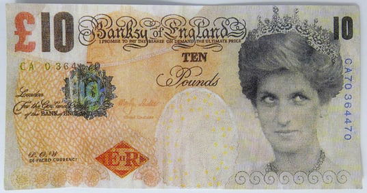 BANKSY 'DI-FACED' TENNER OFFSET LITHOGRAPH