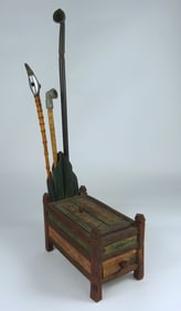 CHINESE BAMBOO OPIUM CADDY w 3 PIPES