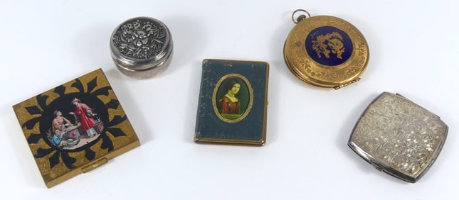 5pc COLLECTION OF VINTAGE COMPACTS