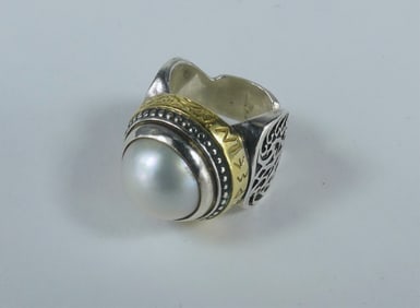 KONSTANTINO STERLING 18kt GOLD PEARL RING