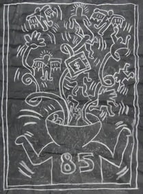 KEITH HARING SUBWAY SERIES CHALK DRAWING ON PAPER