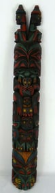 HAIDA CARVED & PAINTED WOOD TOTEM POLE