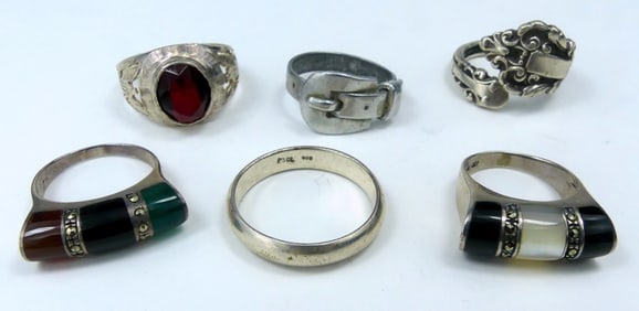 6pc STERLING SILVER RINGS