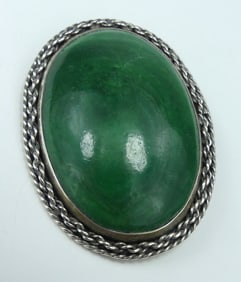 LARGE MEXICAN STERLING SILVER & MALACHITE PENDANT