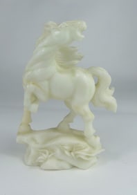 CHINESE CARVED WHITE HARDSTONE HORSE STATUE
