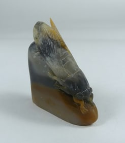 CHINESE CARVED HARDSTONE CICADA FIGURE