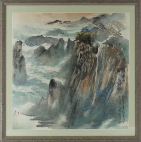 CHINESE LANDSCAPE PAINTING ON PAPER SIGNED