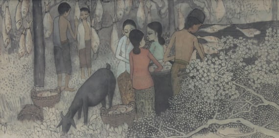 CHEONG SOO PIENG 'DRYING SALTED FISH' CERAMIC TILE