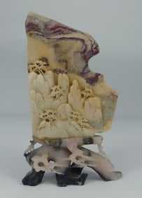 CHINESE CARVED SOAPSTONE MOUNTAIN SCENE