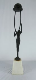 WROUGHT IRON DANCER w MARBLE BALL