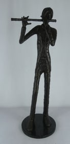 BRONZE SCULPTURE OF FLUTIST
