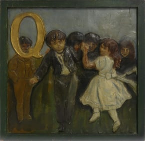 PAPIER MACHE 'QUADRILLE' PAINTED ALPHABET PLAQUE