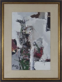 SIDNEY GROSS ABSTRACT GOUACHE PAINTING ON PAPER