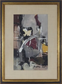 SIDNEY GROSS ABSTRACT GOUACHE PAINTING ON PAPER