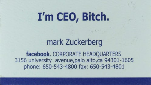MARK ZUCKERBERG FACEBOOK BUSINESS CARD