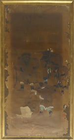 JAPANESE PAINTING ON PAPER 'FOUR HUNTERS w DOG'