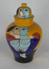 T. VAZQUEZ MEXICAN HAND PAINTED POTTERY JAR