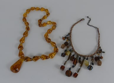 2pc AMBER BEADED NECKLACES