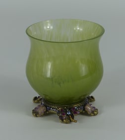 JAY STRONGWATER ENAMELED & JEWELED CANDLE HOLDER