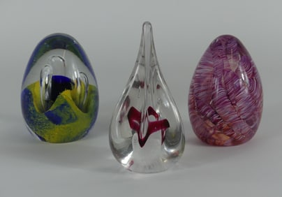 3pc ART GLASS PAPERWEIGHTS