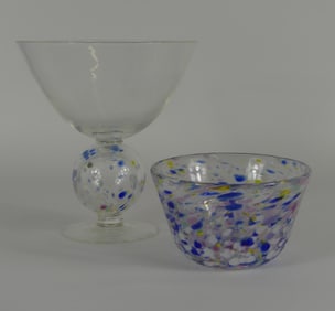 2pc STUDIO ART GLASS BOWLS SIGNED