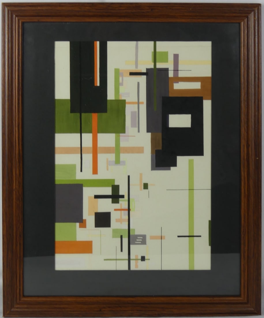 GEOMETRIC ACRYLIC PAINTING ON PAPER (1 of 7)