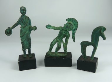 3pc VERDIGRIS BRONZE FIGURES