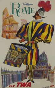 ROME FLY TWA TRAVEL POSTER