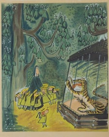LUDWIG BEMELMANS 'TIGER AT THE ZOO' LITHOGRAPH