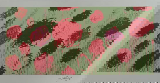 CY TWOMBLY 'SCATTERING OF BLOSSOMS' LITHOGRAPH