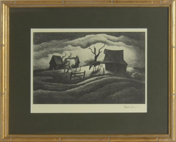 THOMAS HART BENTON 'RAINY DAY' SIGNED LITHO