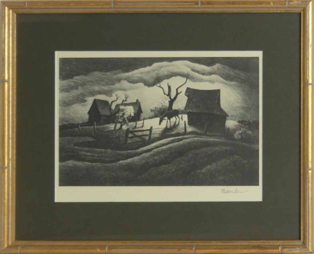 THOMAS HART BENTON 'RAINY DAY' SIGNED LITHO (1 of 5)