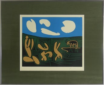 PABLO PICASSO 'BACCHANALE' SIGNED LINOCUT